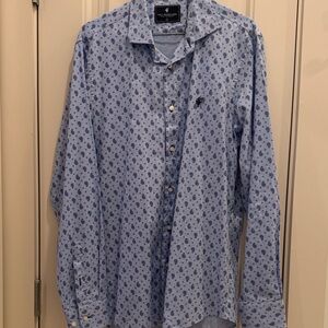 The Warriors Light Blue Paisley Print Button-Down Shirt